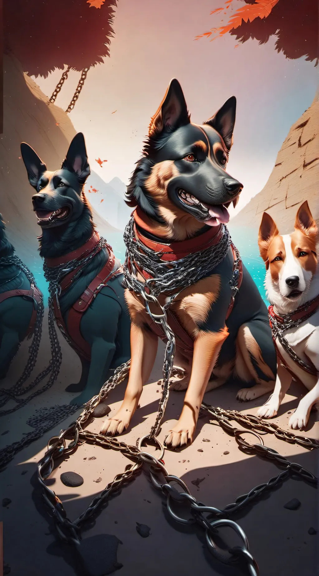 ai character: Dogs barking background