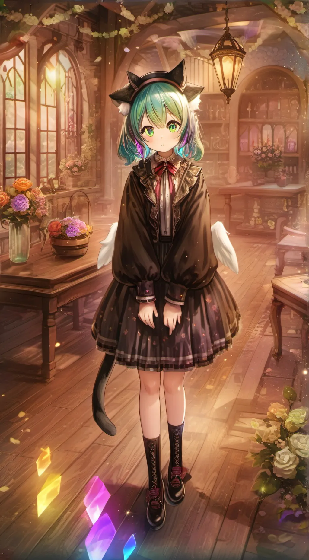 ai character: Rainbow Quill Furry background