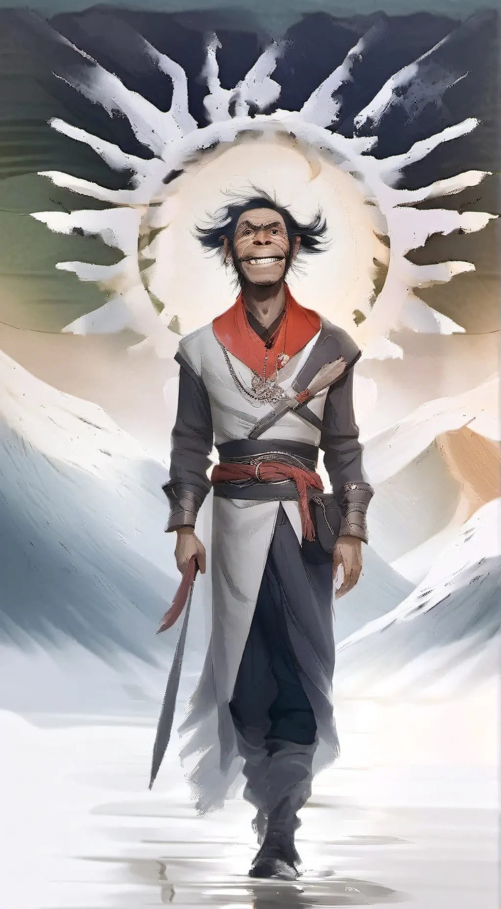 ai character: horses monkey background