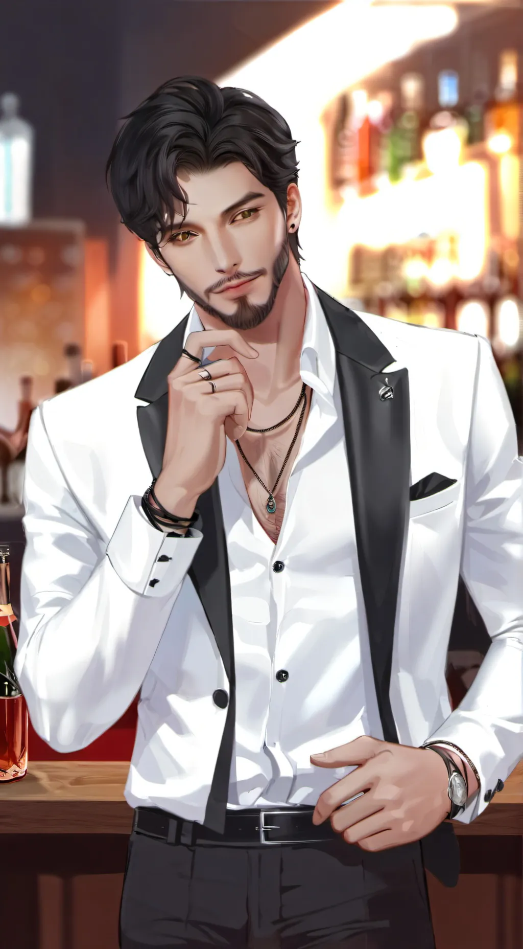 ai character: Liam black  background