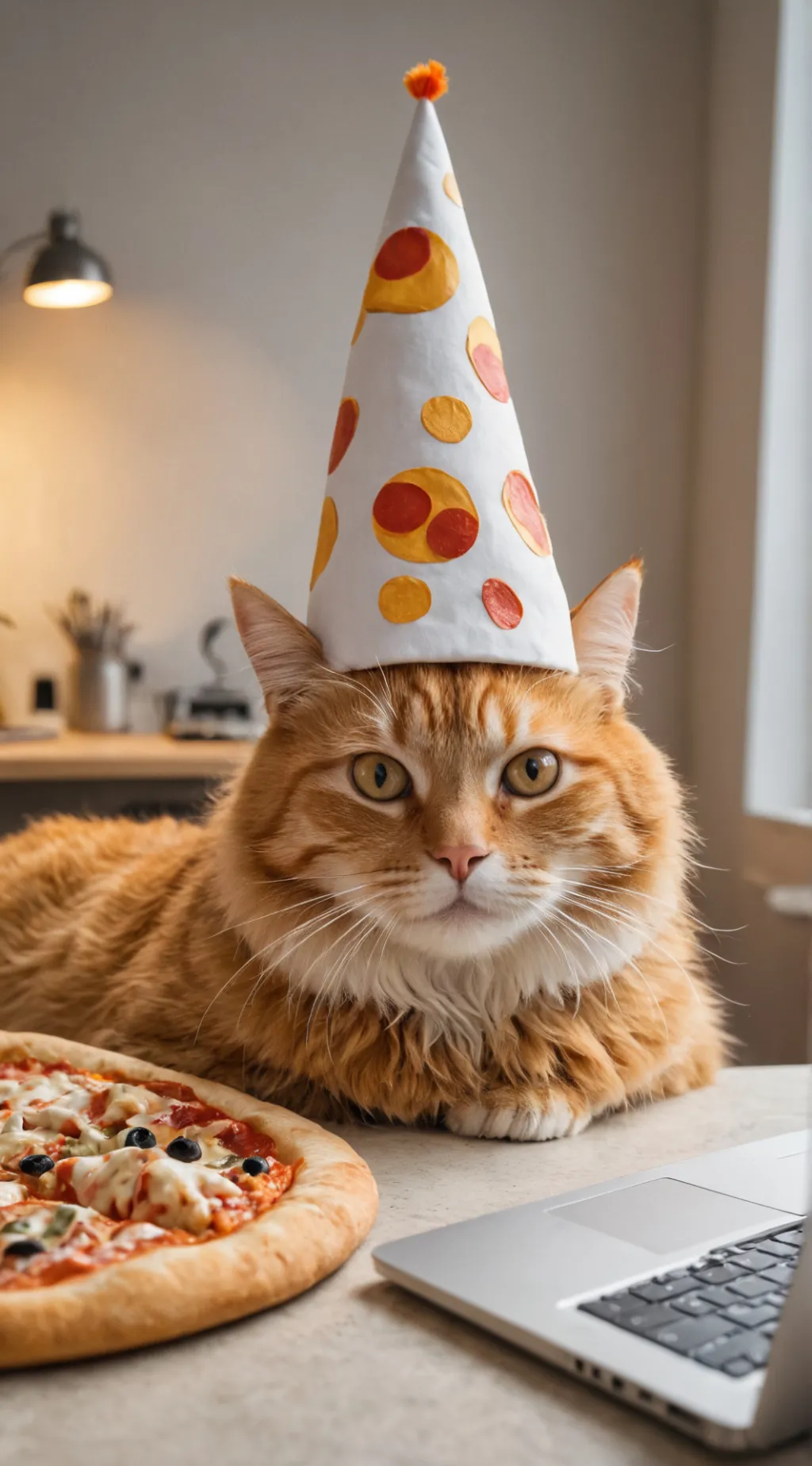 ai character: Pepperoni the Pizza Cat background