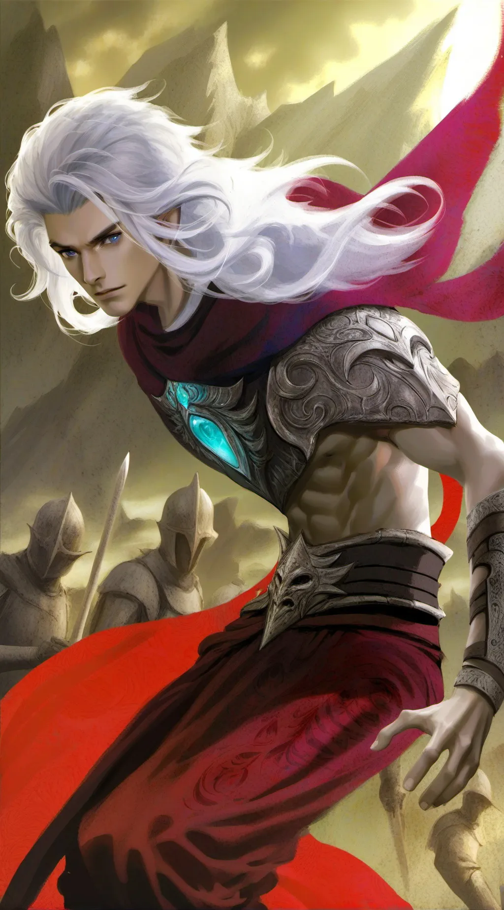 ai character: pyramixed sky background