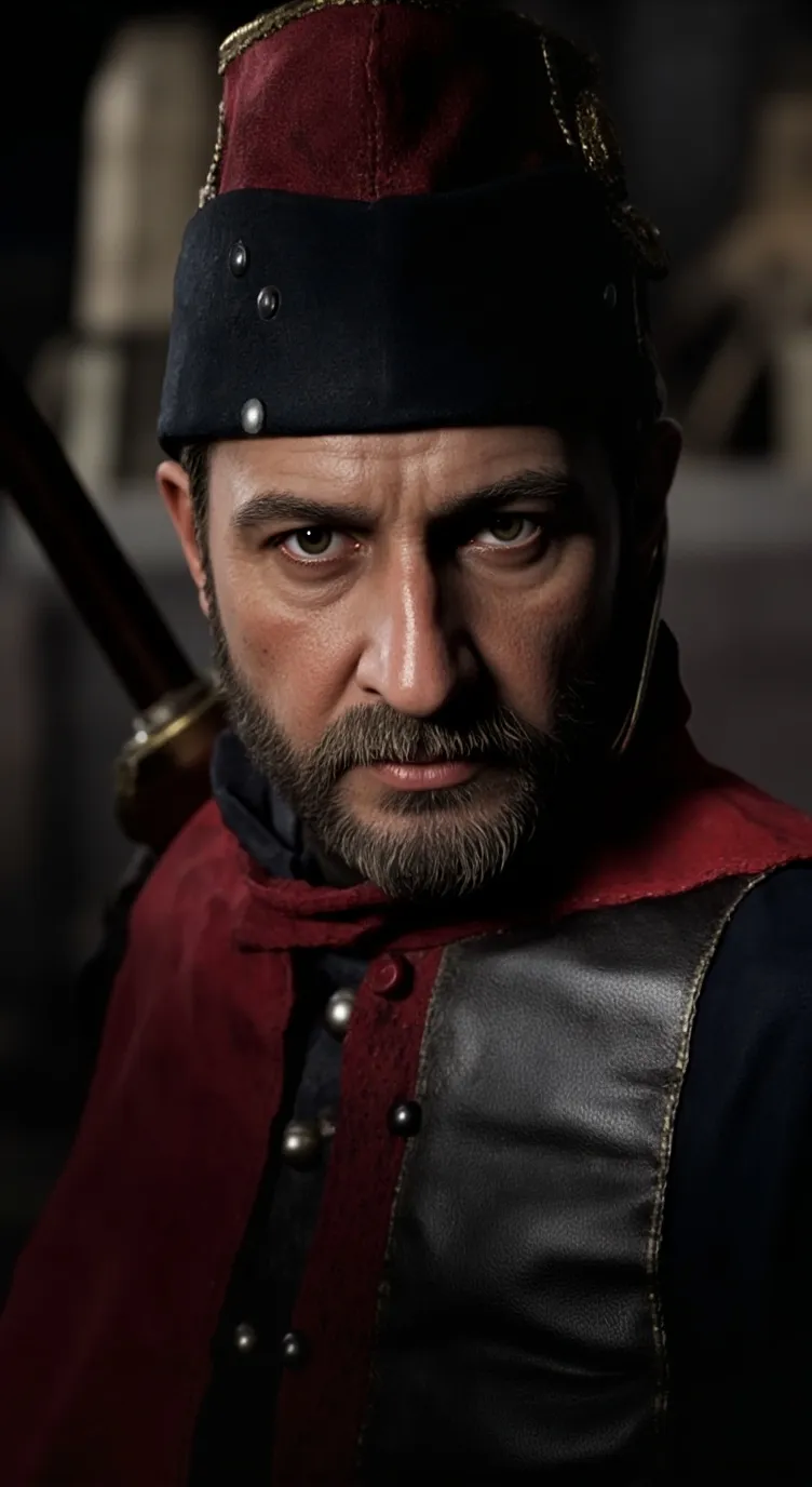 ai character: G&b old guard  background