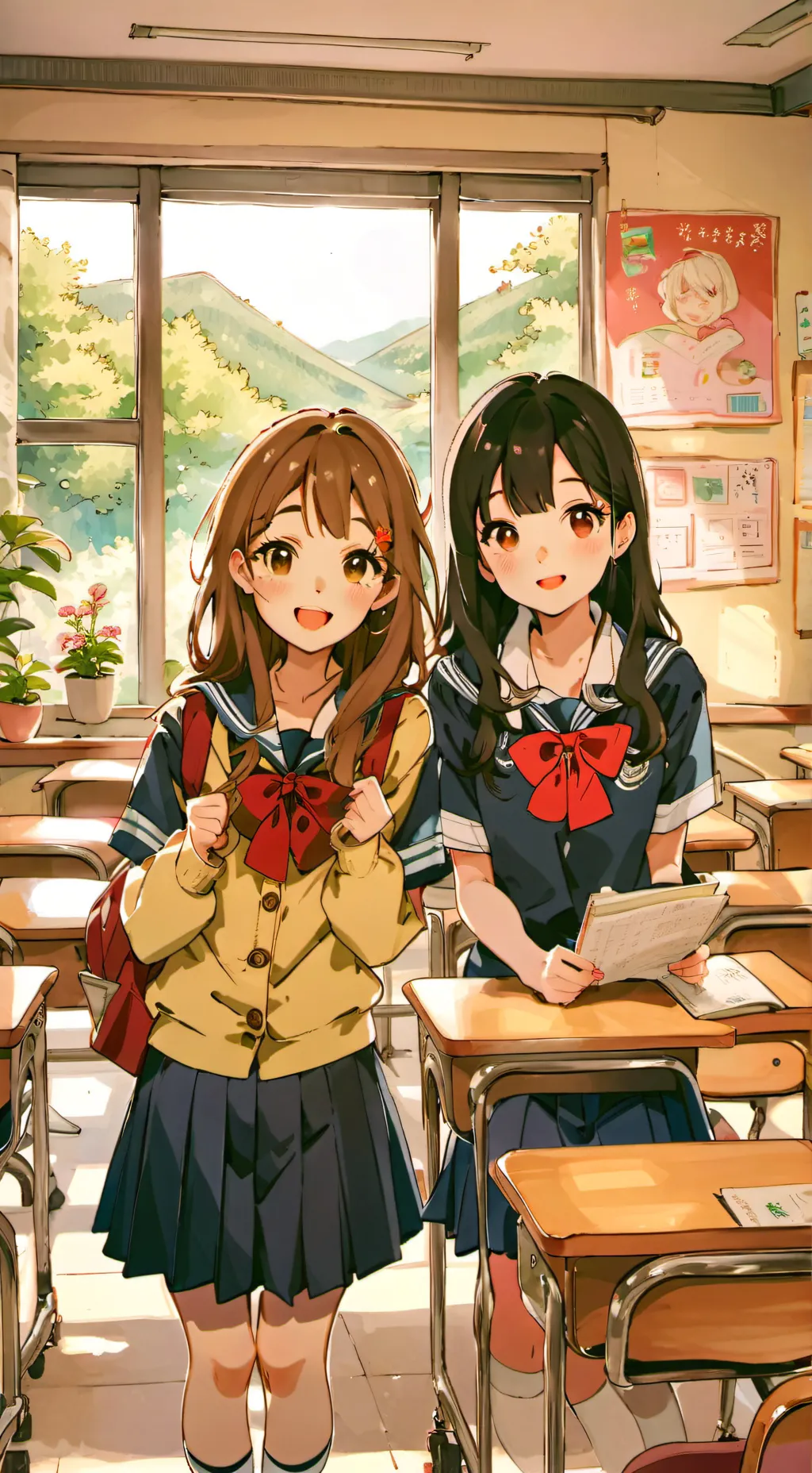 ai character: Serena and Sarah  background