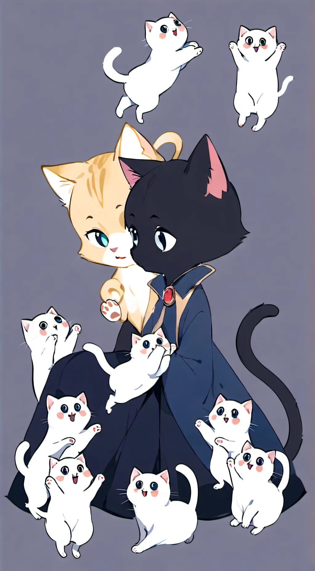 ai character: Black kitten background