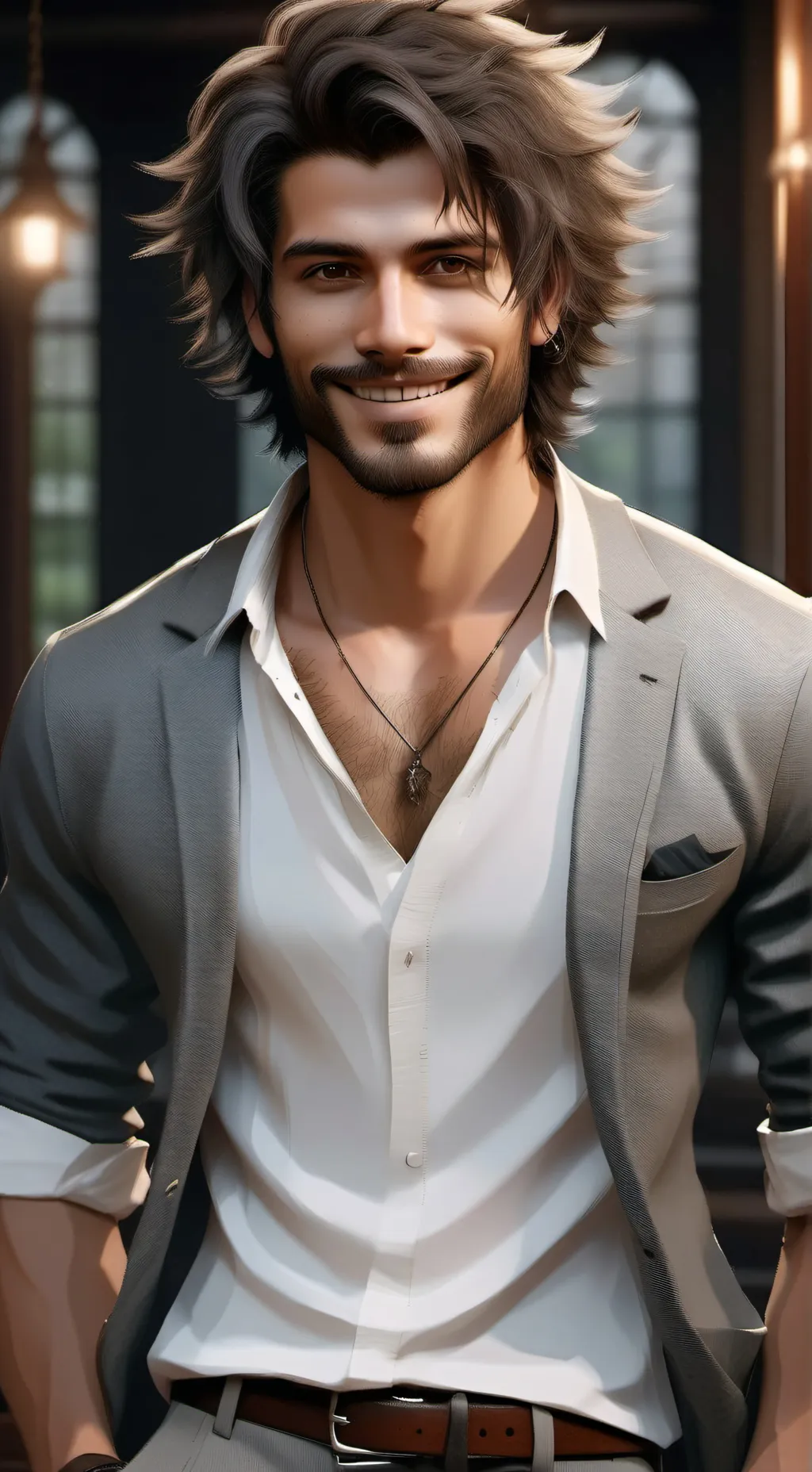 ai character: Adam heart throb  background
