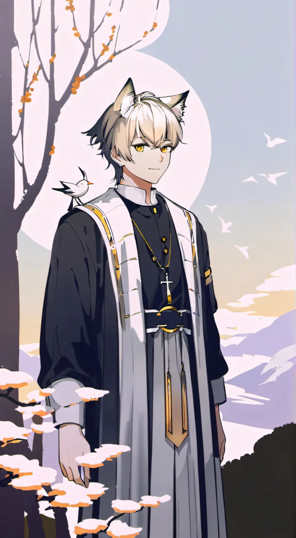 ai character: Yellow kitten(God) background