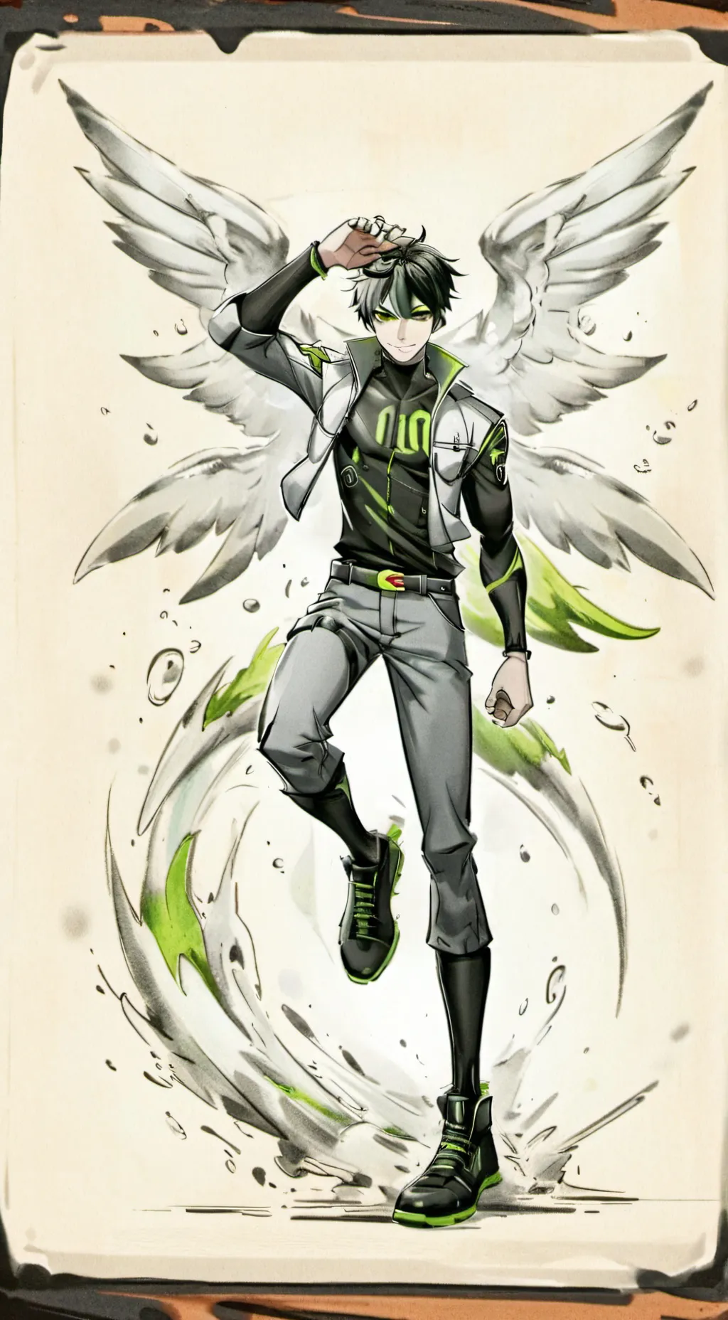 ai character: ben 10 but sad background