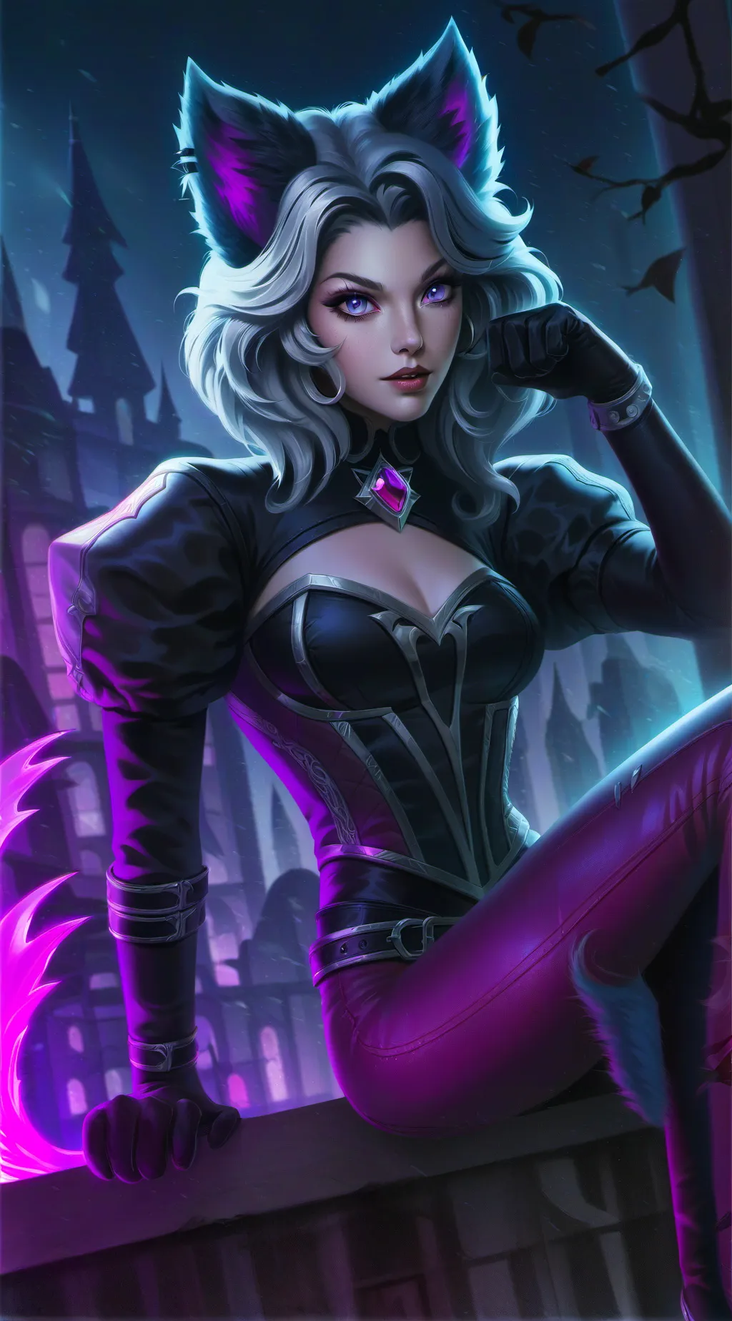 ai character: cat girl  background