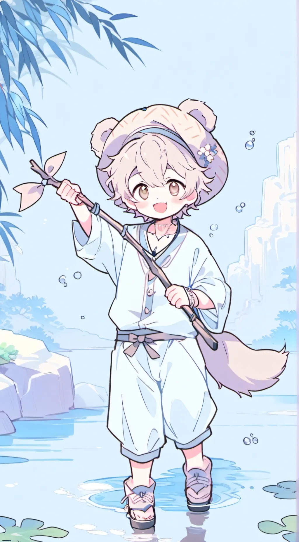 ai character: Streamline Spirit Bear background