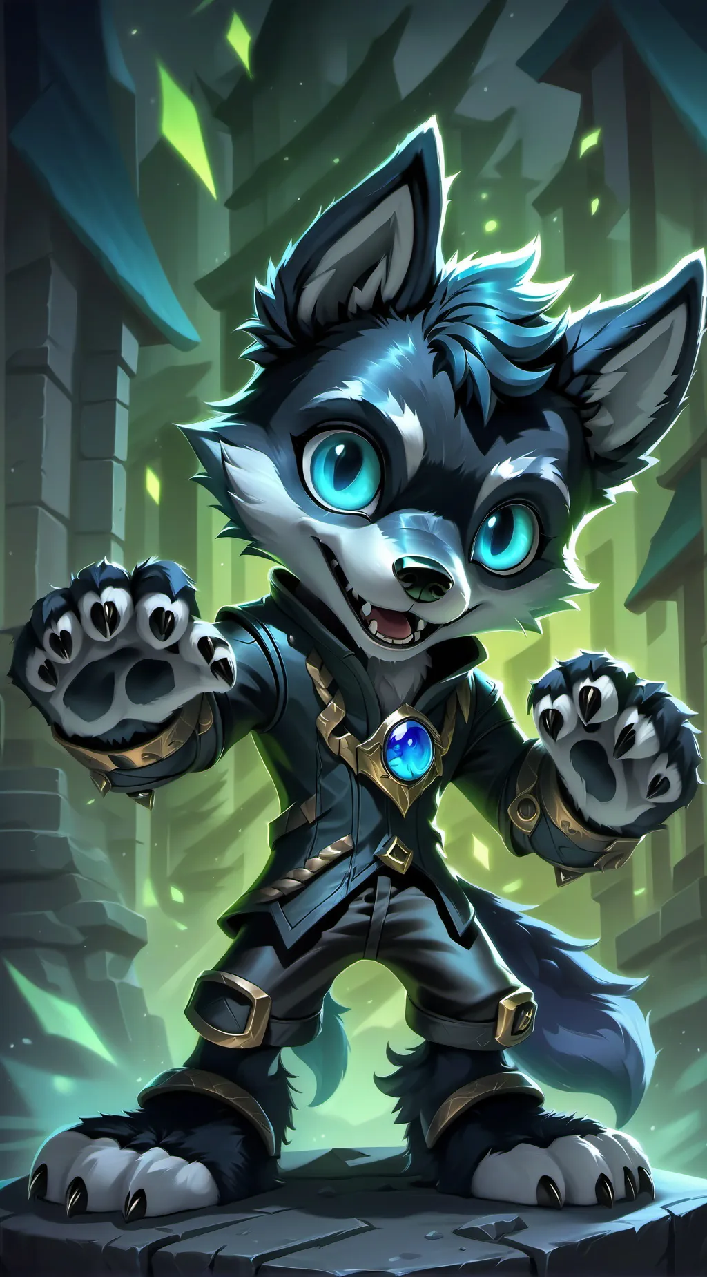 ai character: Furry Wolf Vore background