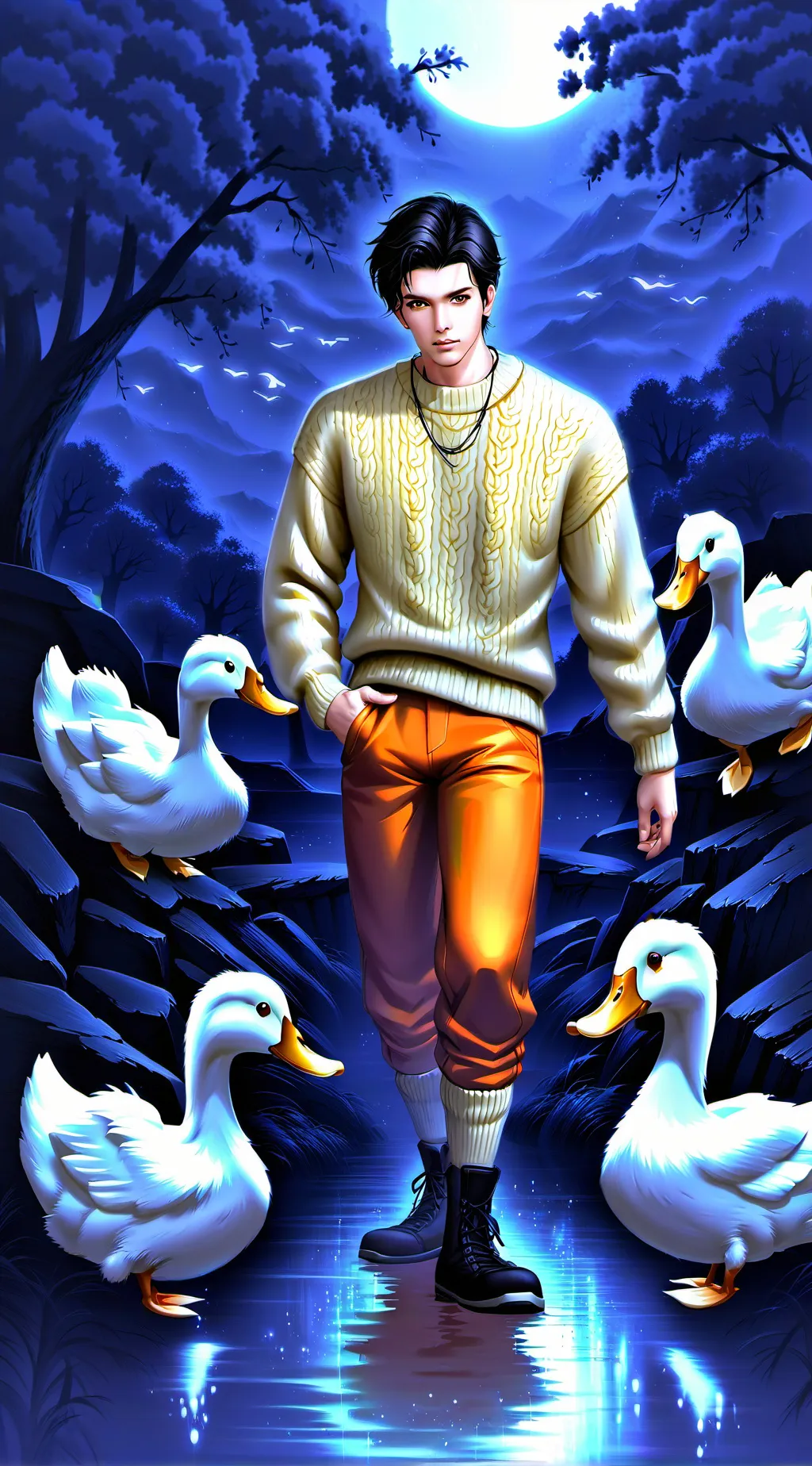 ai character: Duck dude background