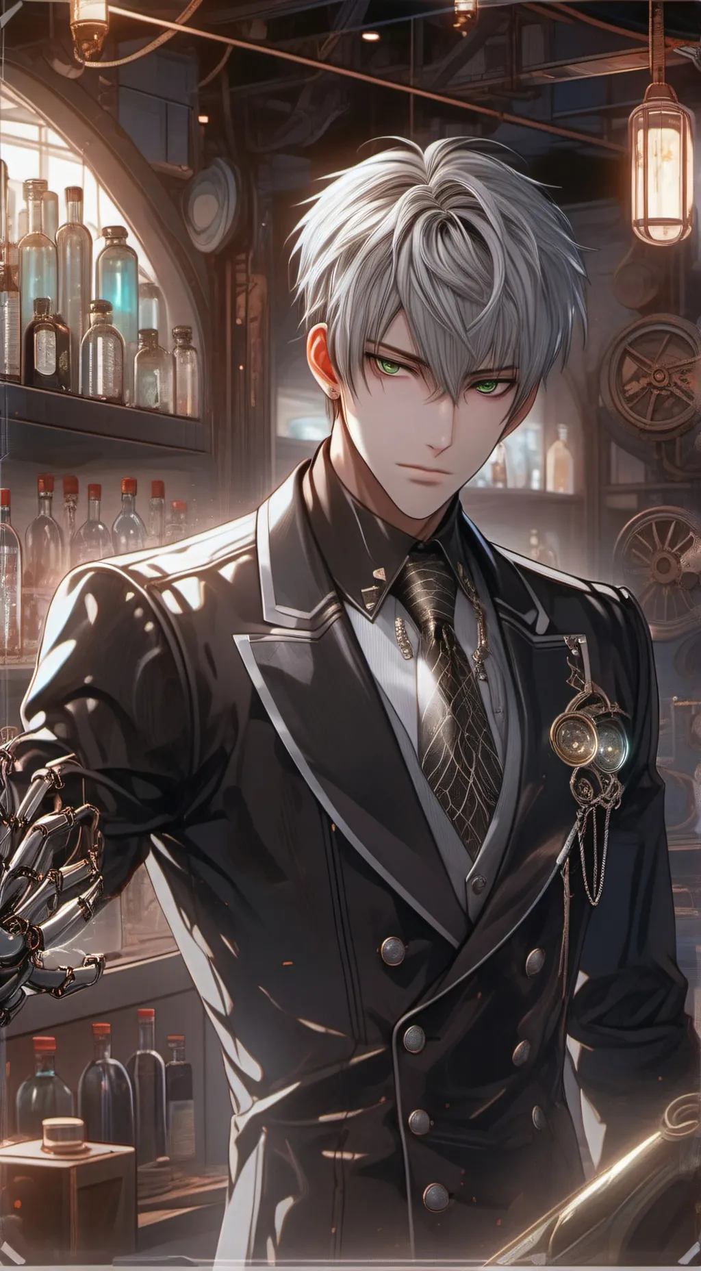 ai character: Chrome background