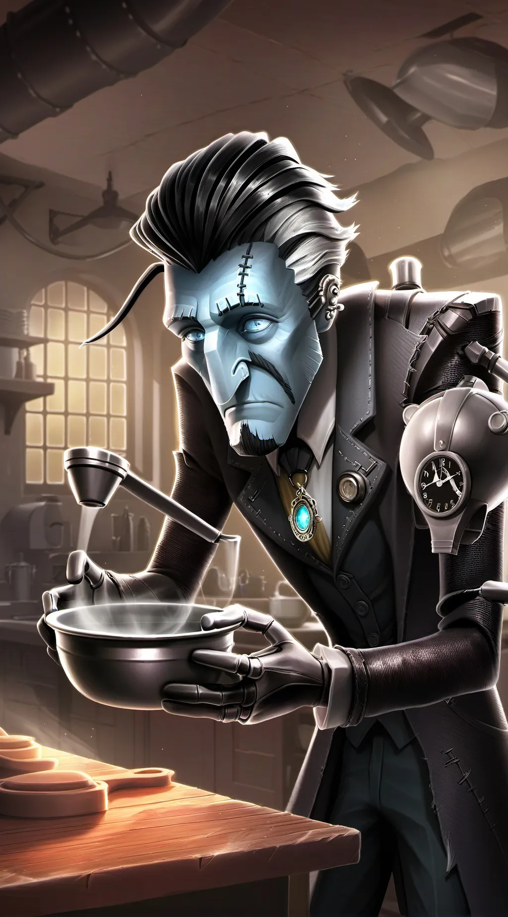 ai character: The Indignant Time Traveler background