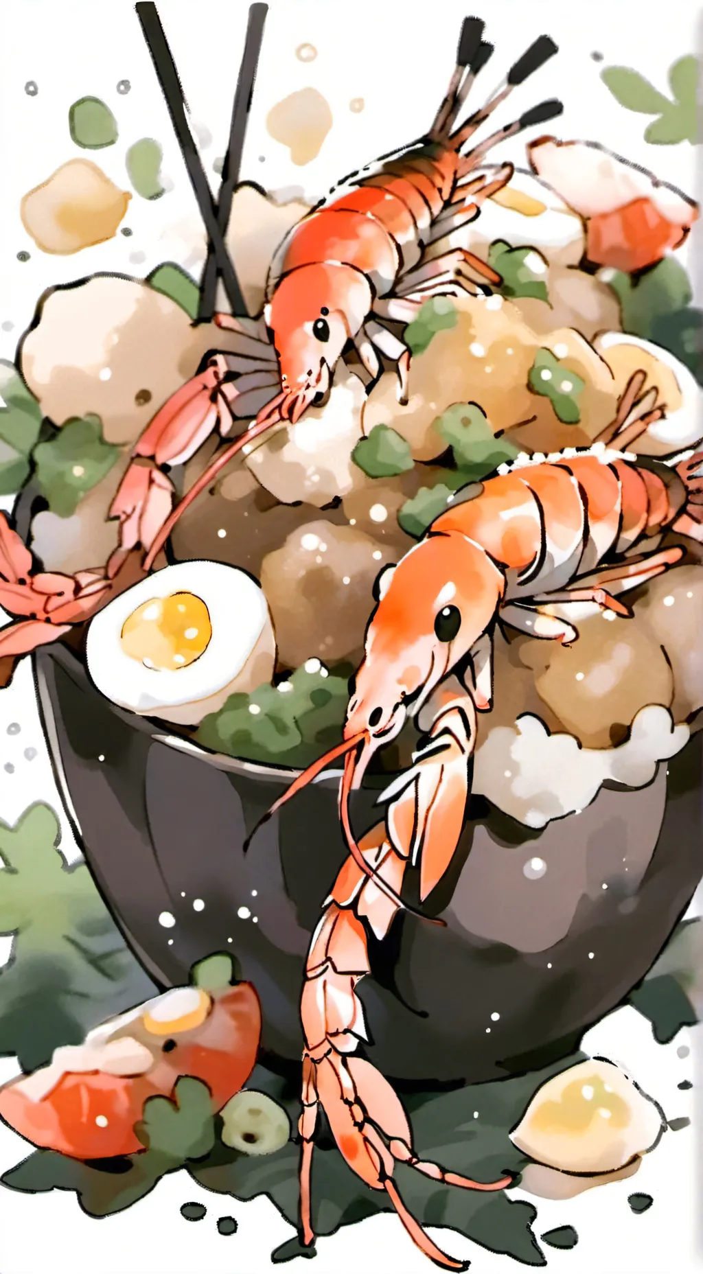 ai character: NICE SHRIMPO???? background