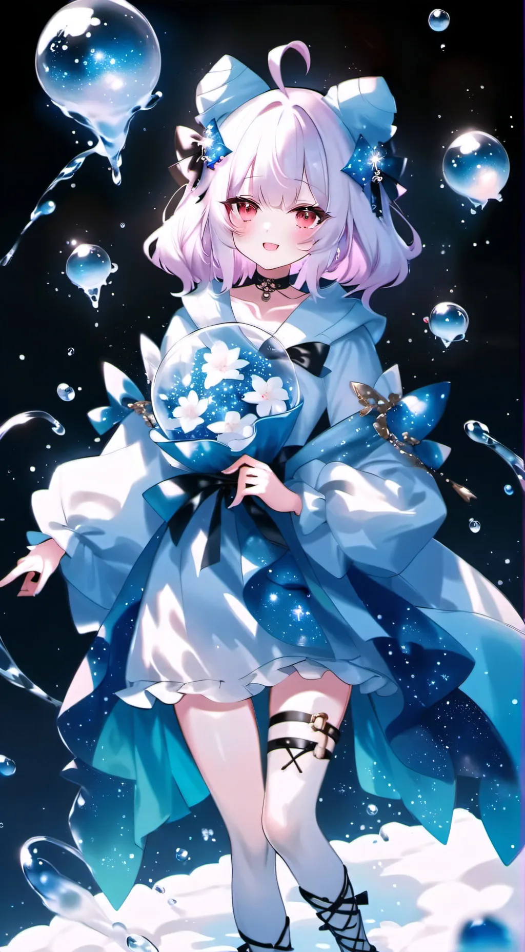 ai character: blue slime girl background