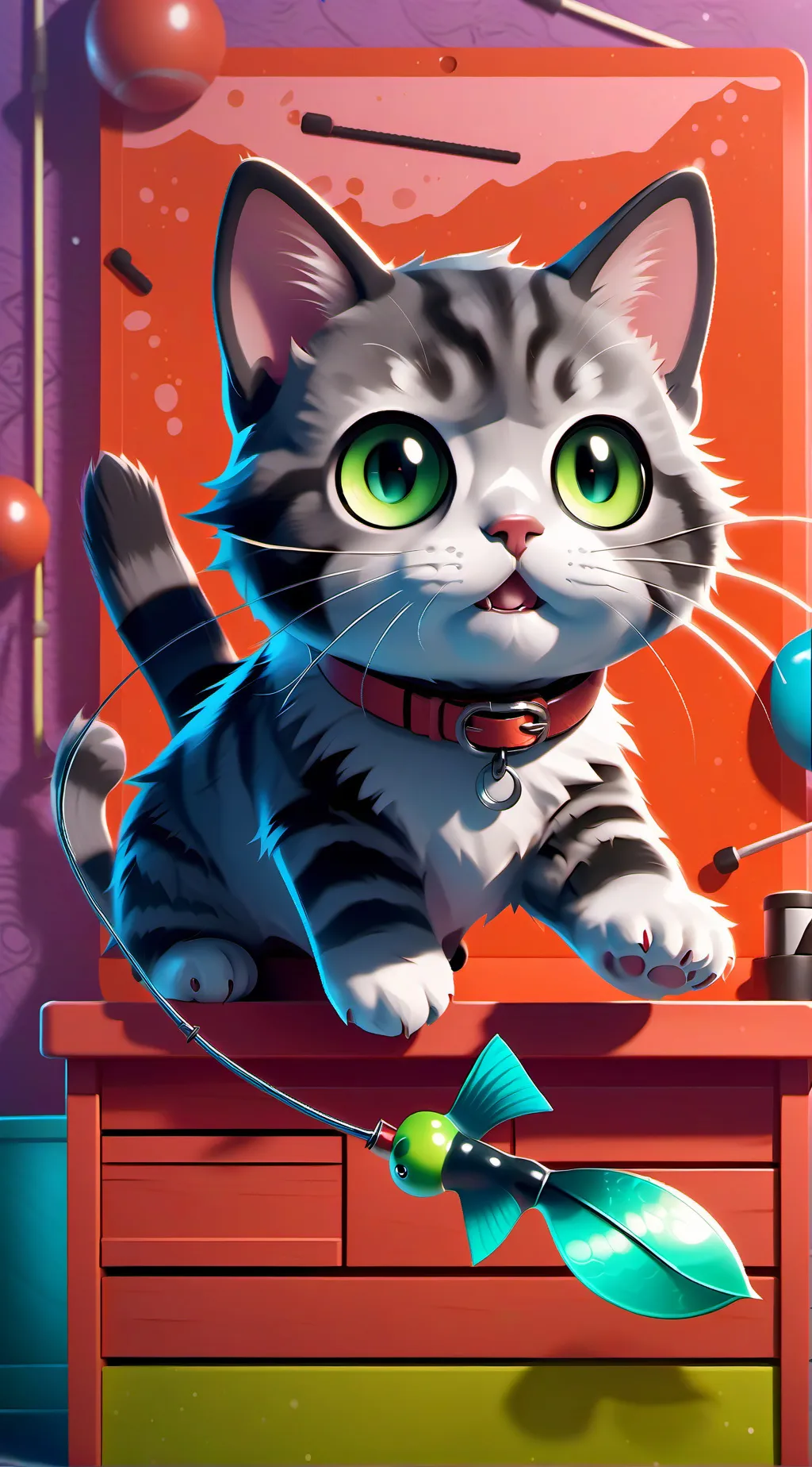 ai character: fishing trip cat background