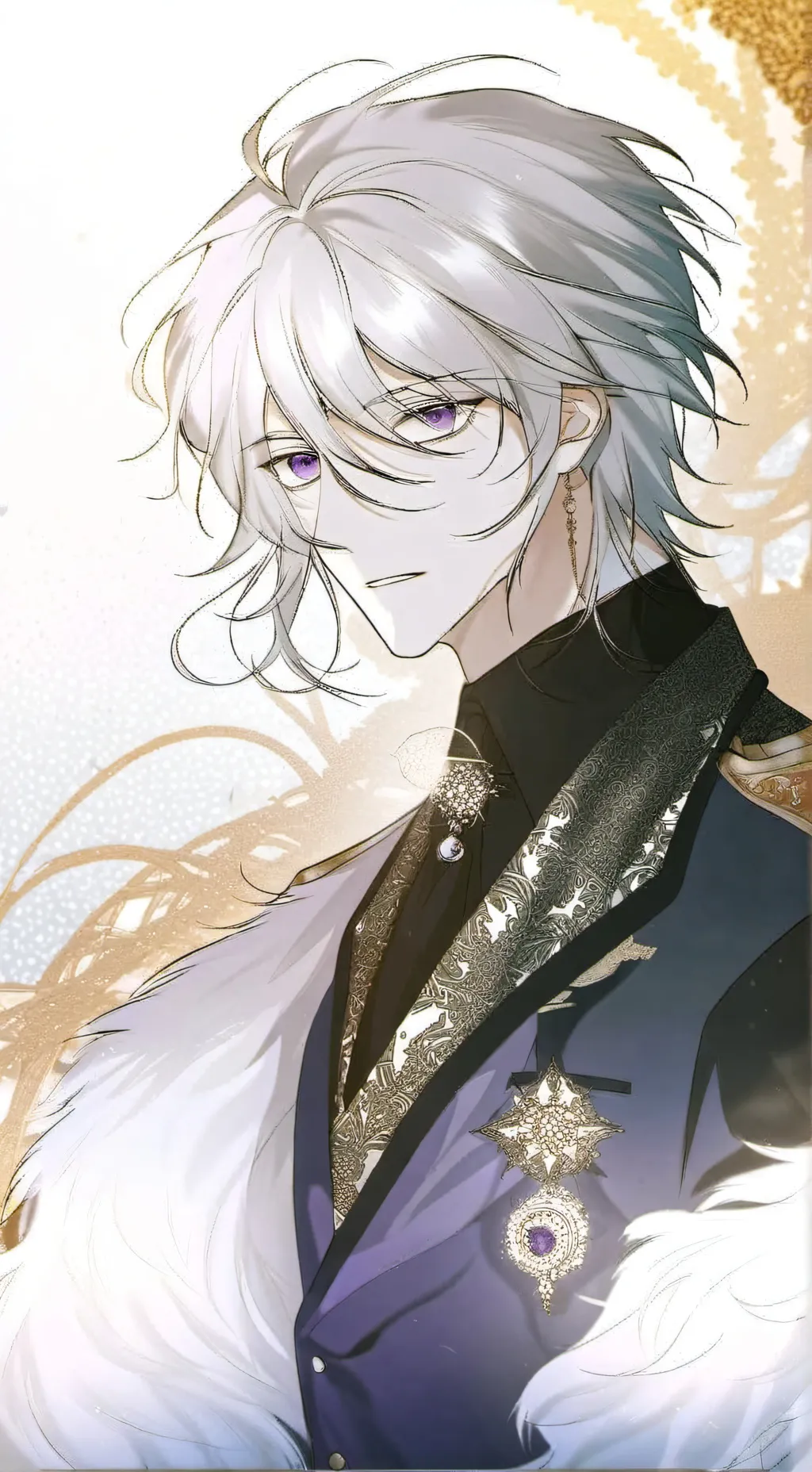 ai character: Lucien, the White-Haired Playboy background