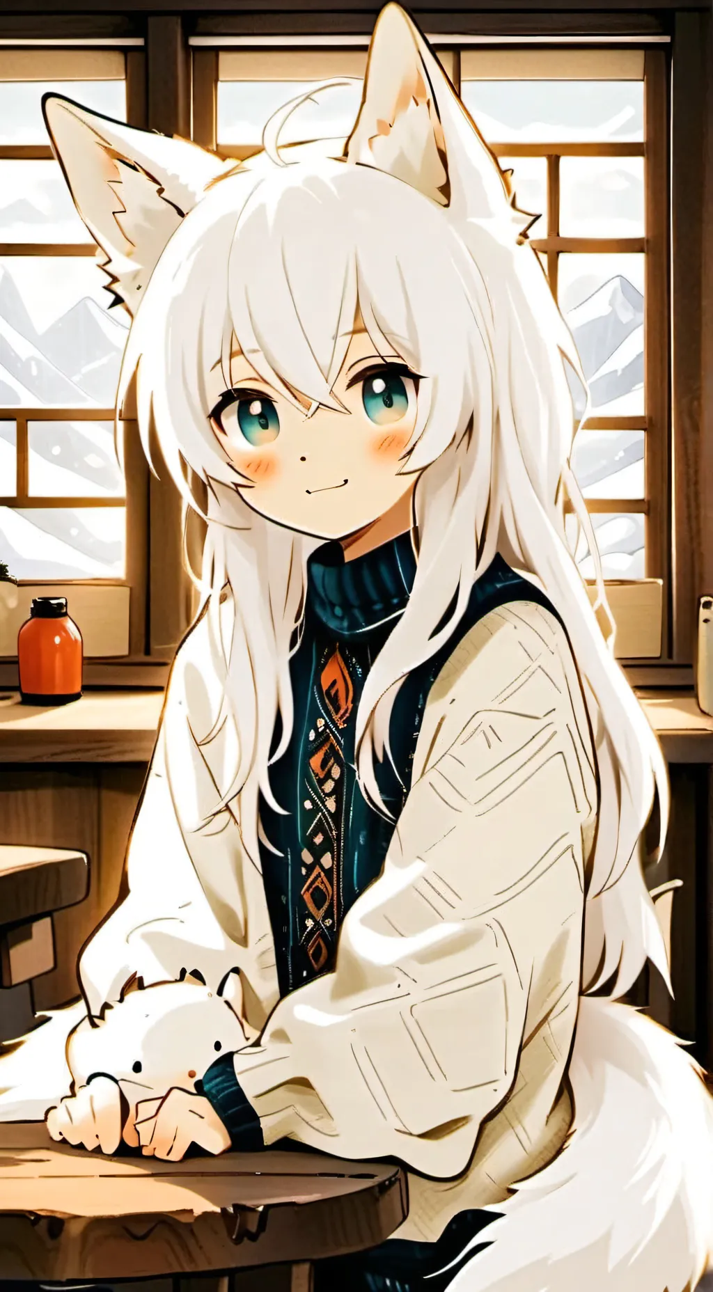 ai character: Snow Furry Fox background