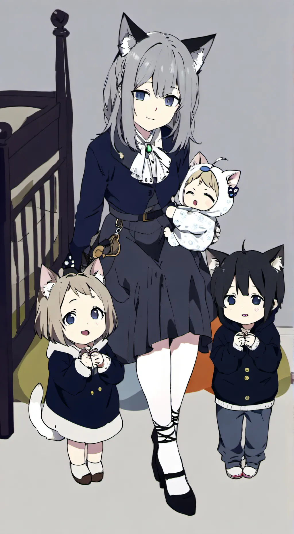 ai character: Cat hybrid family  background