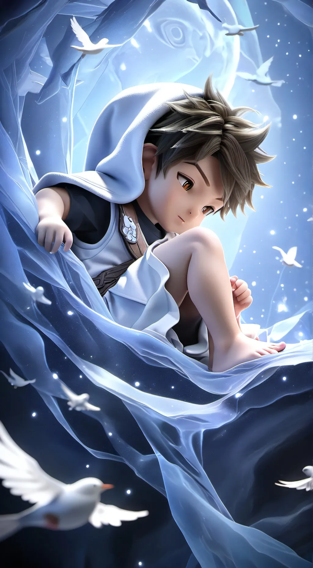 ai character: un niño , background