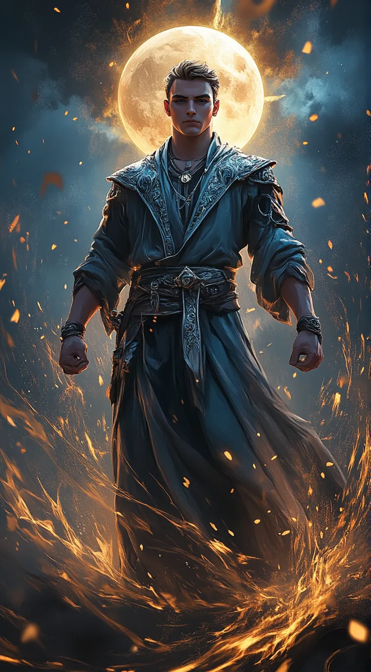 ai character: sun and moon background