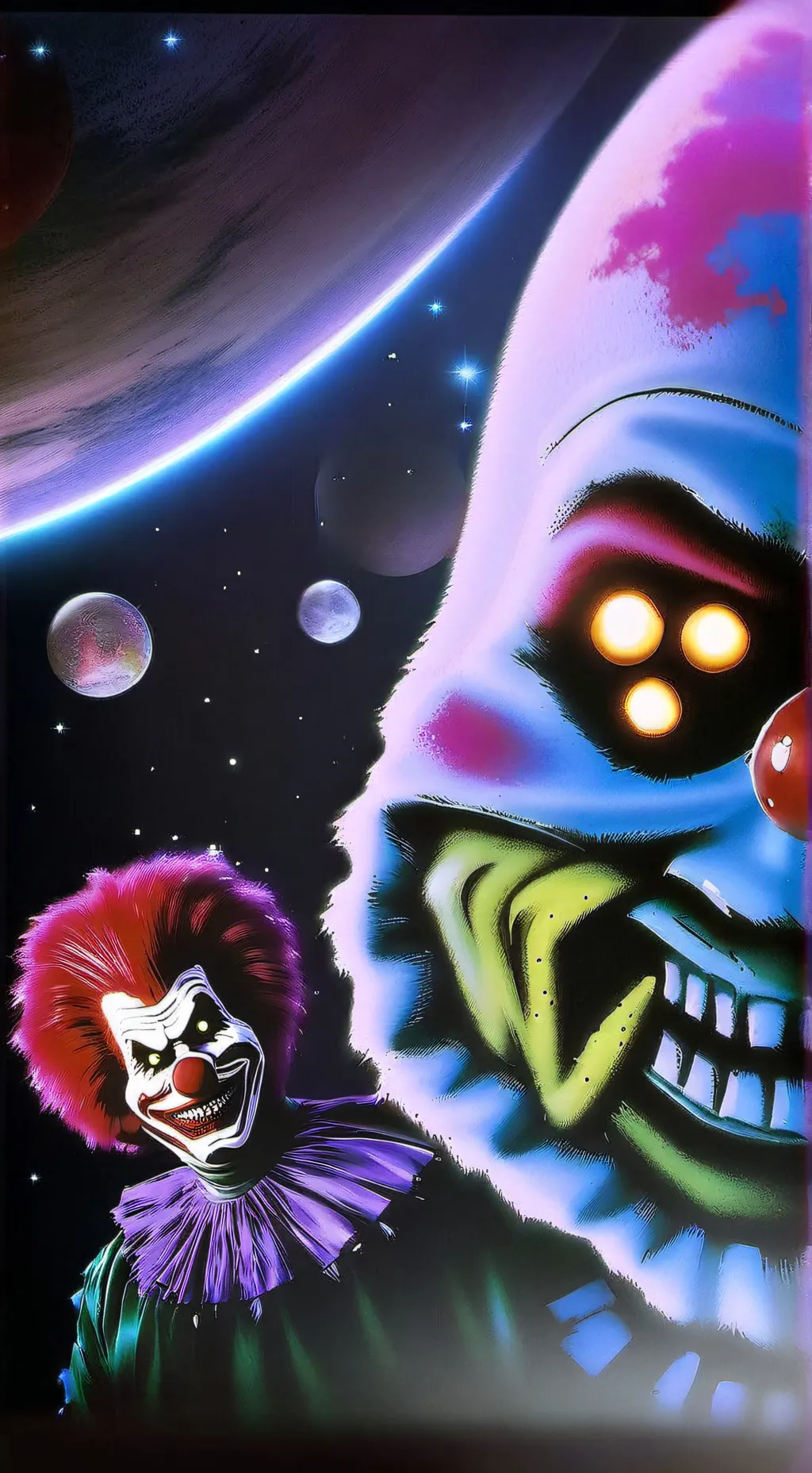 ai character: Clowns from space  background