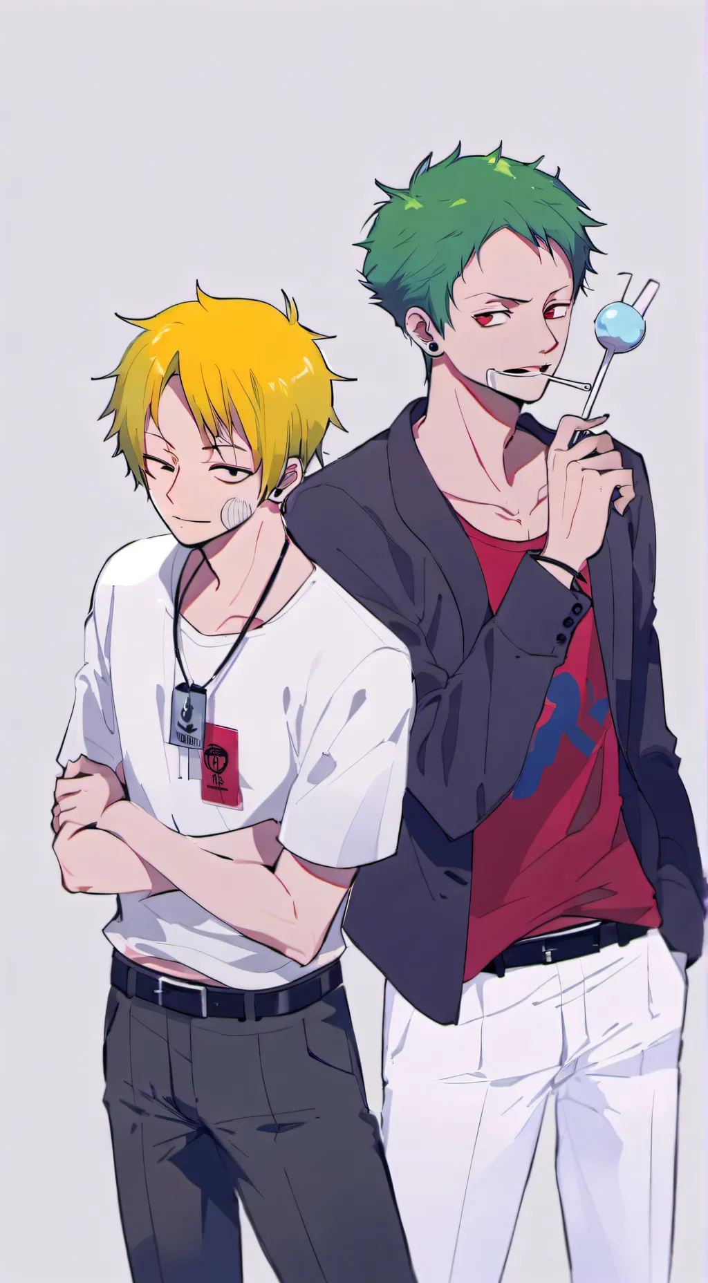 ai character: zoro y sanji background