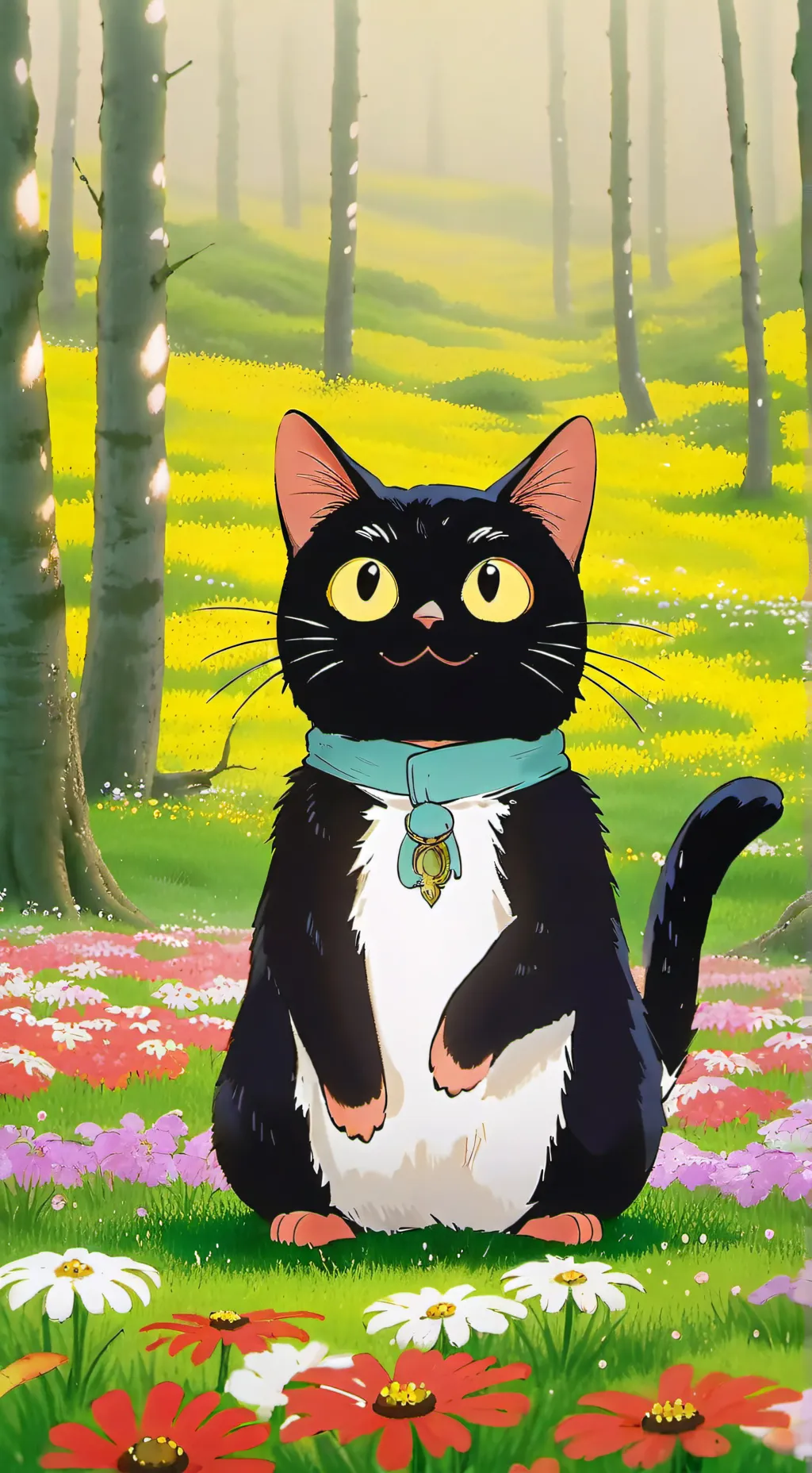 ai character: cartoon cat  background