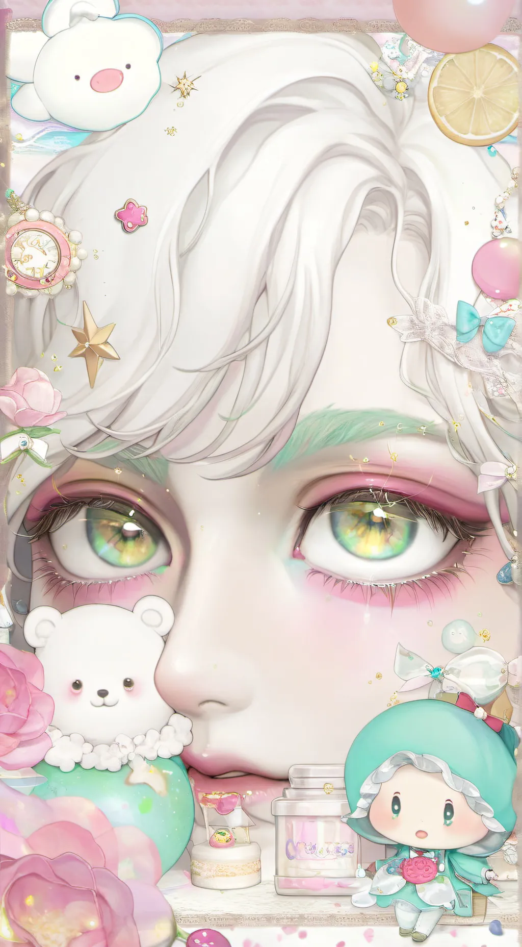 ai character: 🫓🍞🥞🍳🍔🌭🥪🍕🍰🍮🍷🌯 background