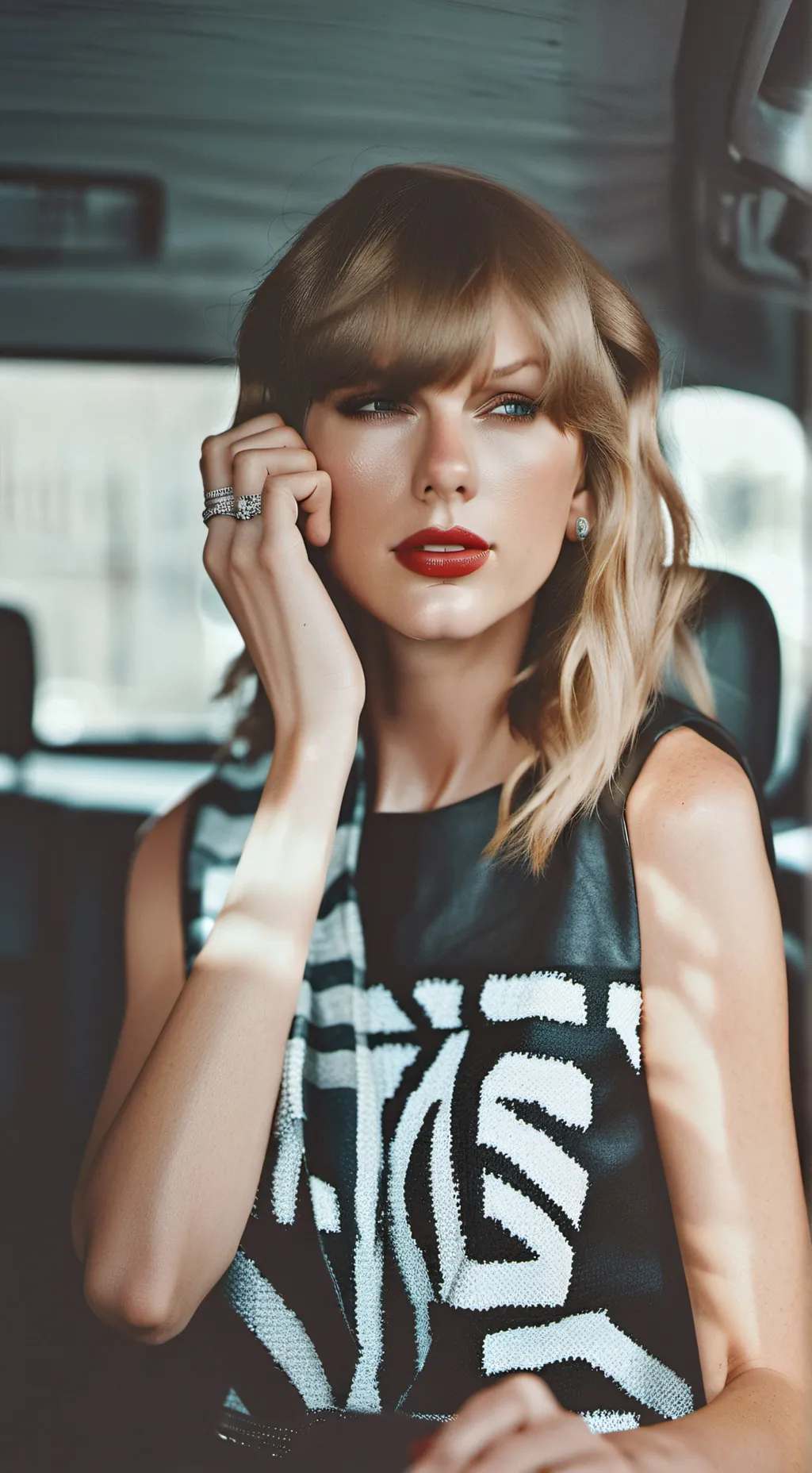 ai character: sad Taylor swift background