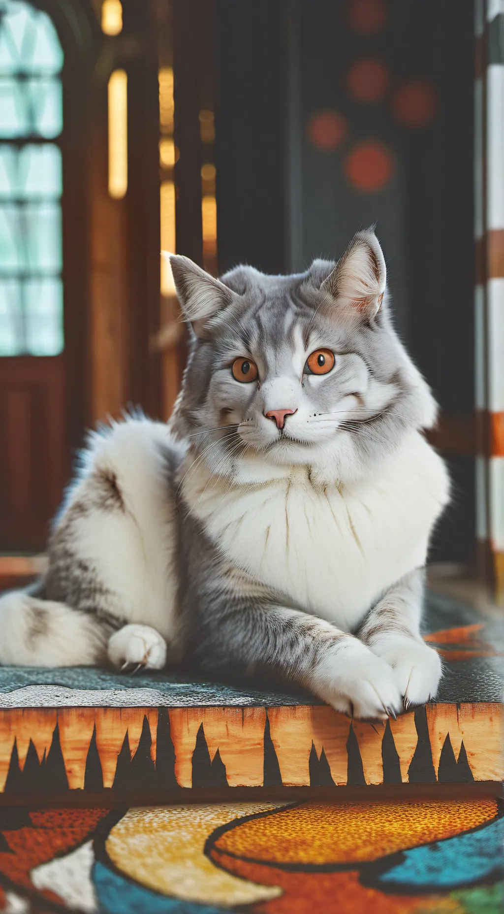 ai character: mama cat give brit background