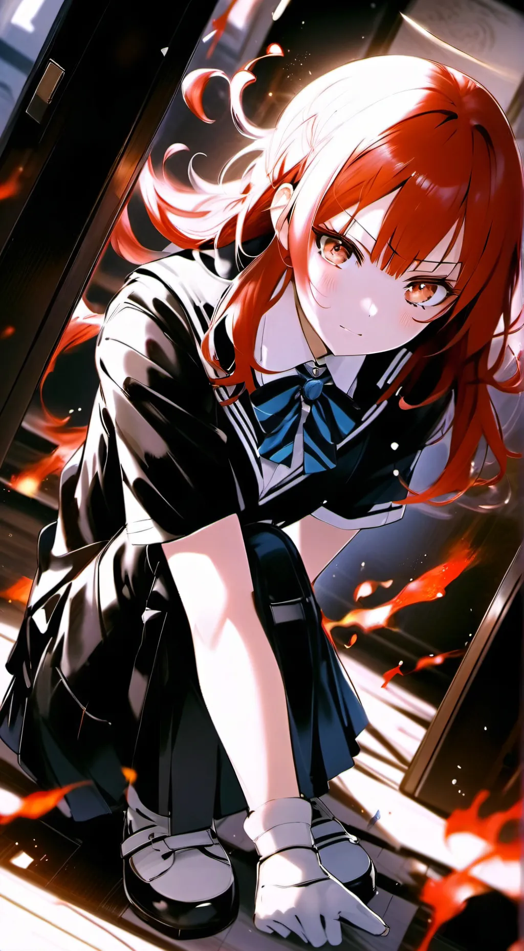 ai character: Fiery background