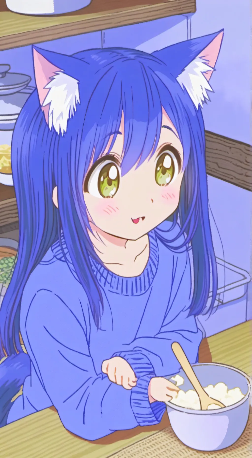 ai character: Chica the Curious Cat Spirit background