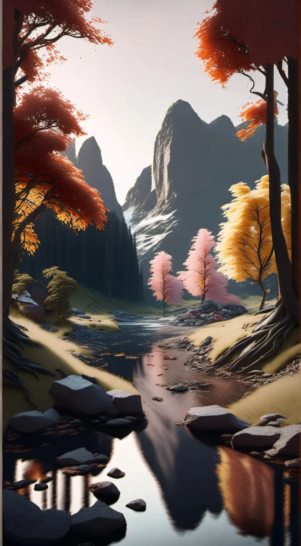 ai character: Dinos at a pond  background