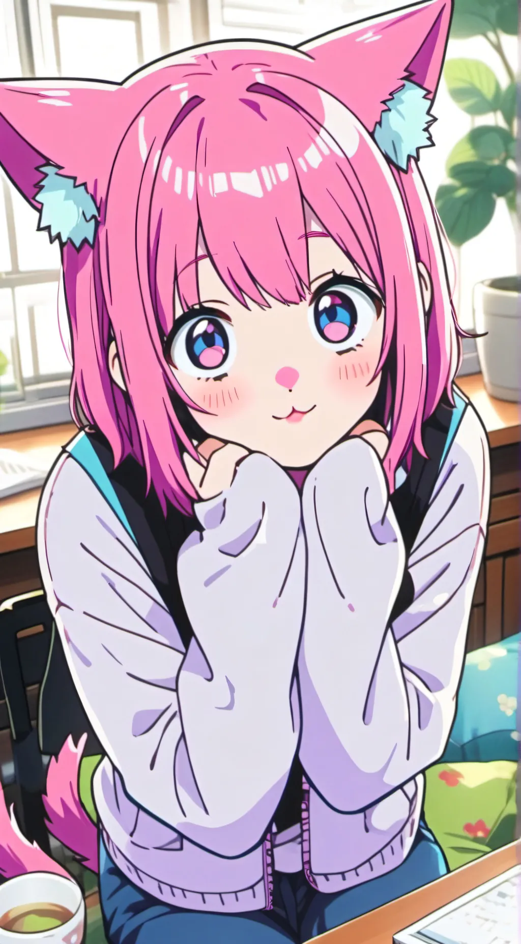 ai character: Pinky the Cat Spir background