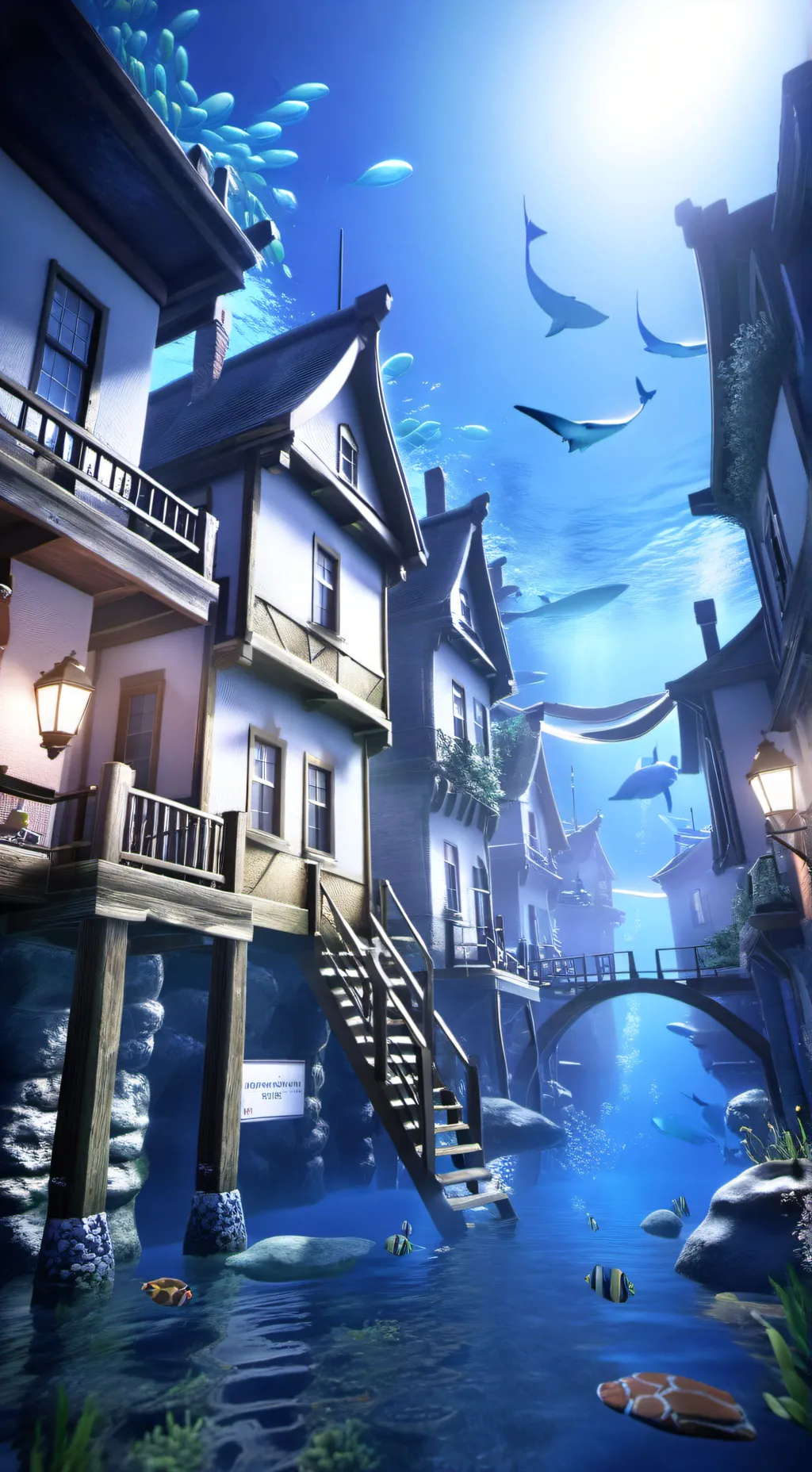 ai character: 🌊Underwater Town🌊 background