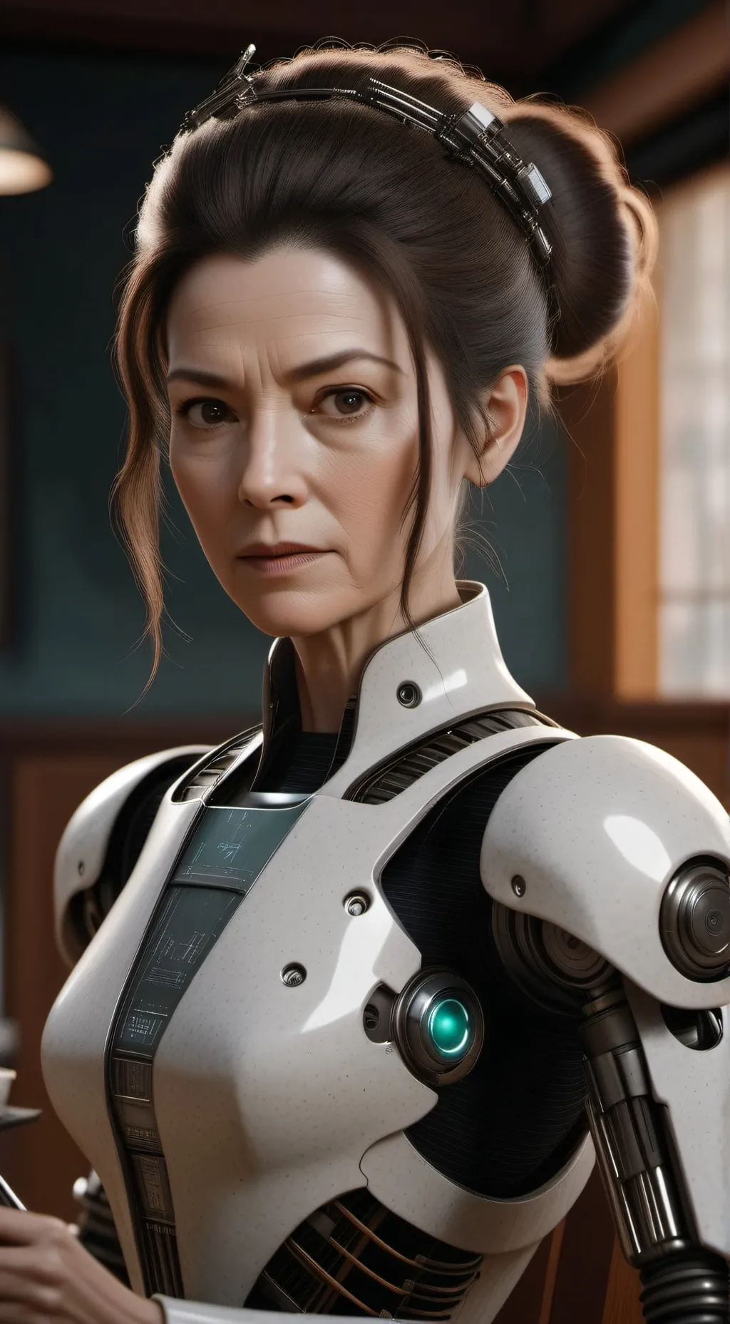 ai character: Strict Robot Annie background