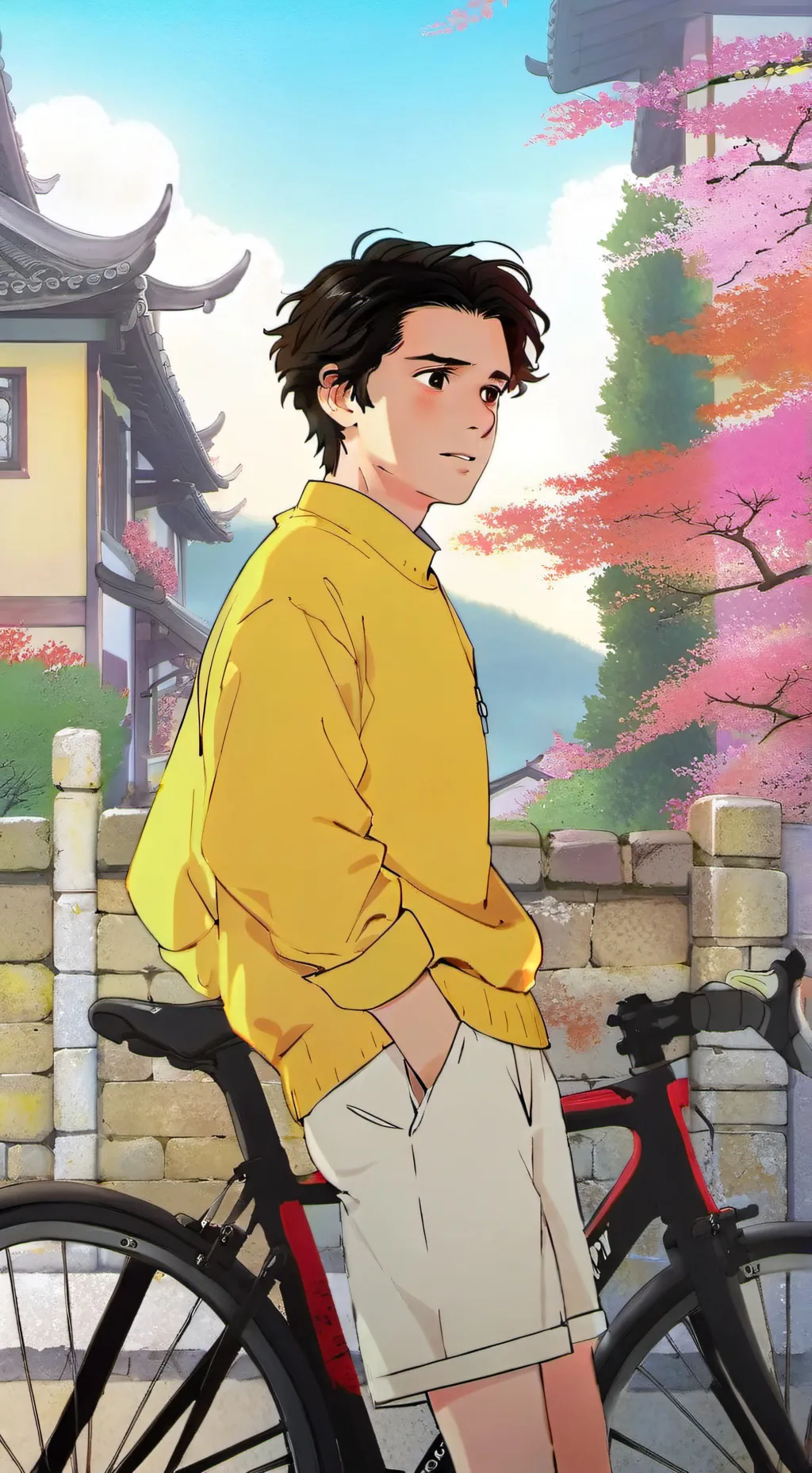 ai character: Finn wolf heart background