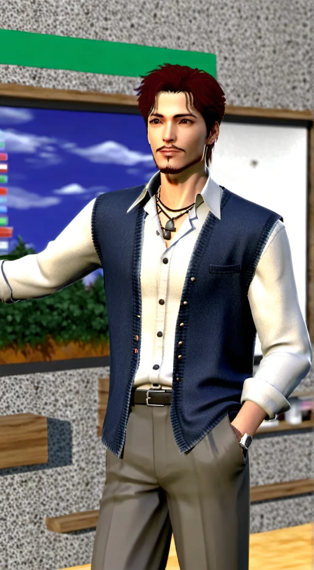 ai character: Mike coxes long background