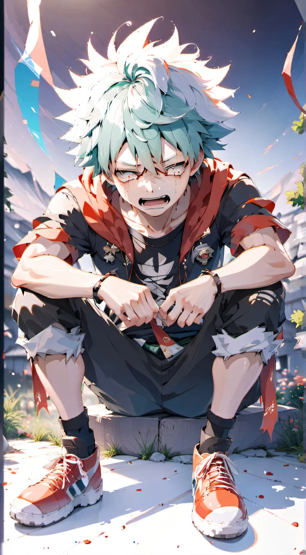 ai character: bakugo panic attac background