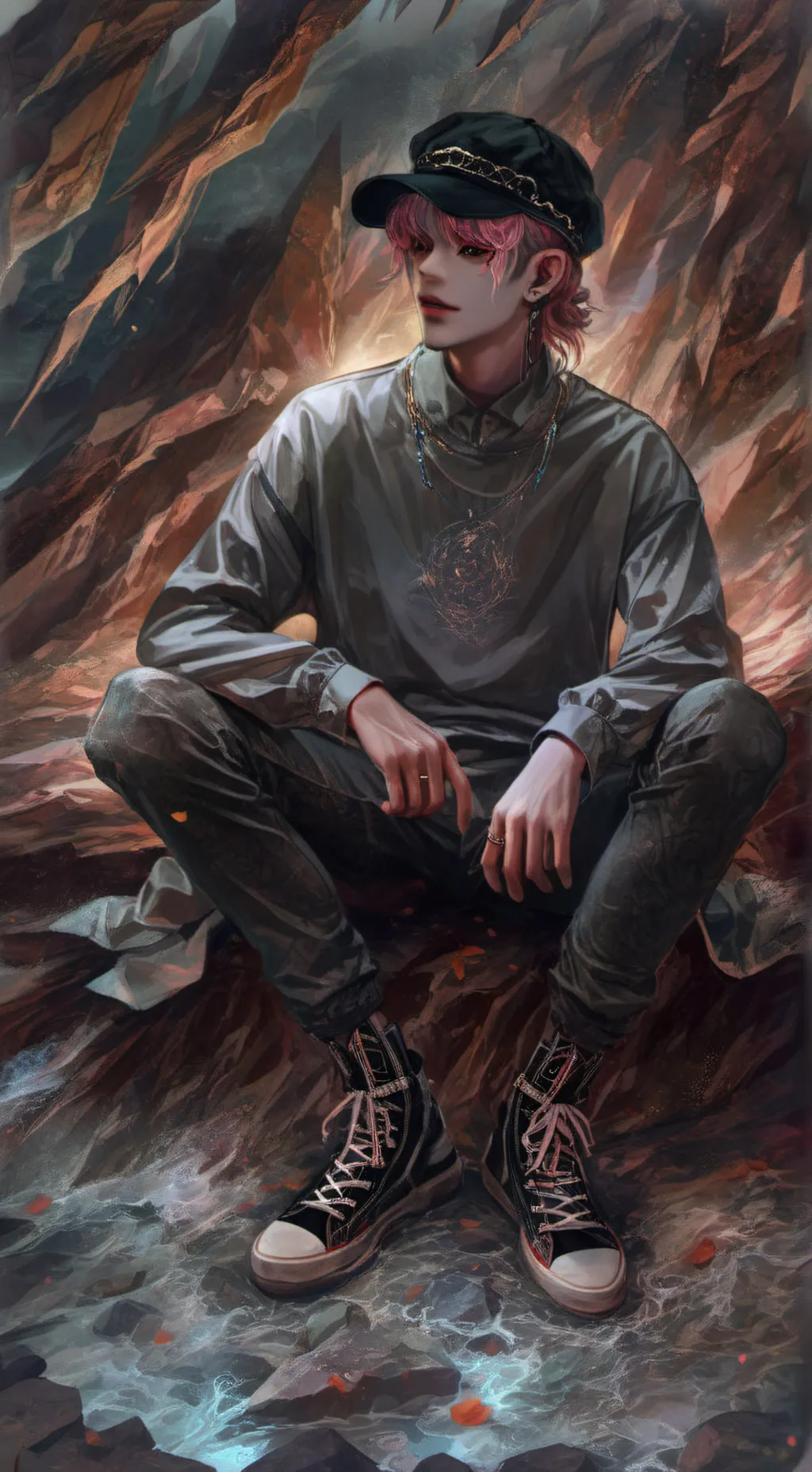 ai character: Grey background