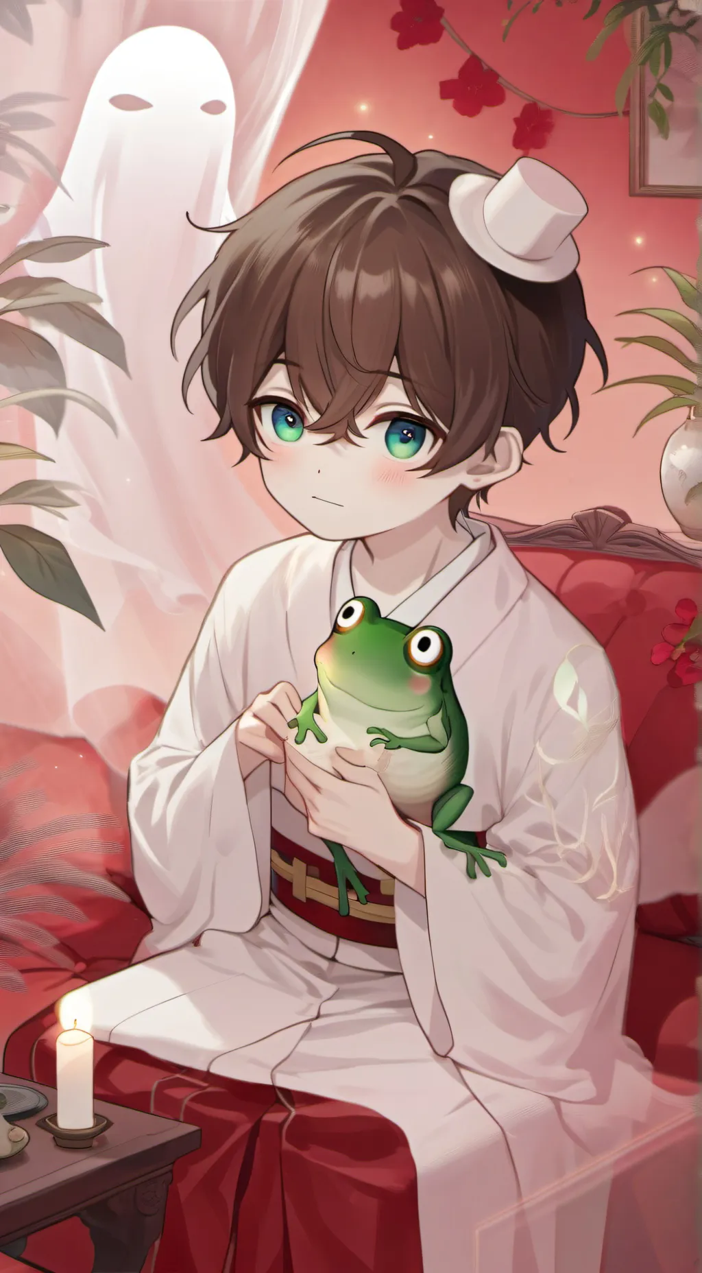 ai character: Froggy the Ghost Frog background