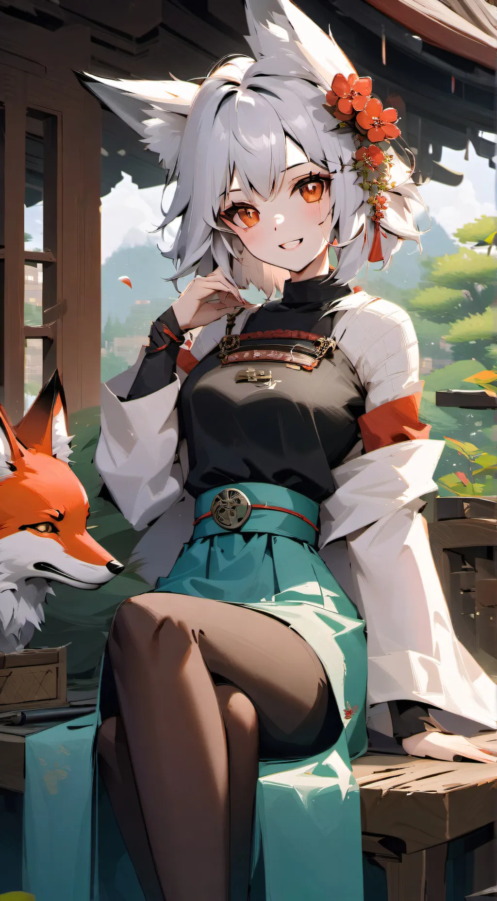 ai character: Chica neko 🦊🥵 background