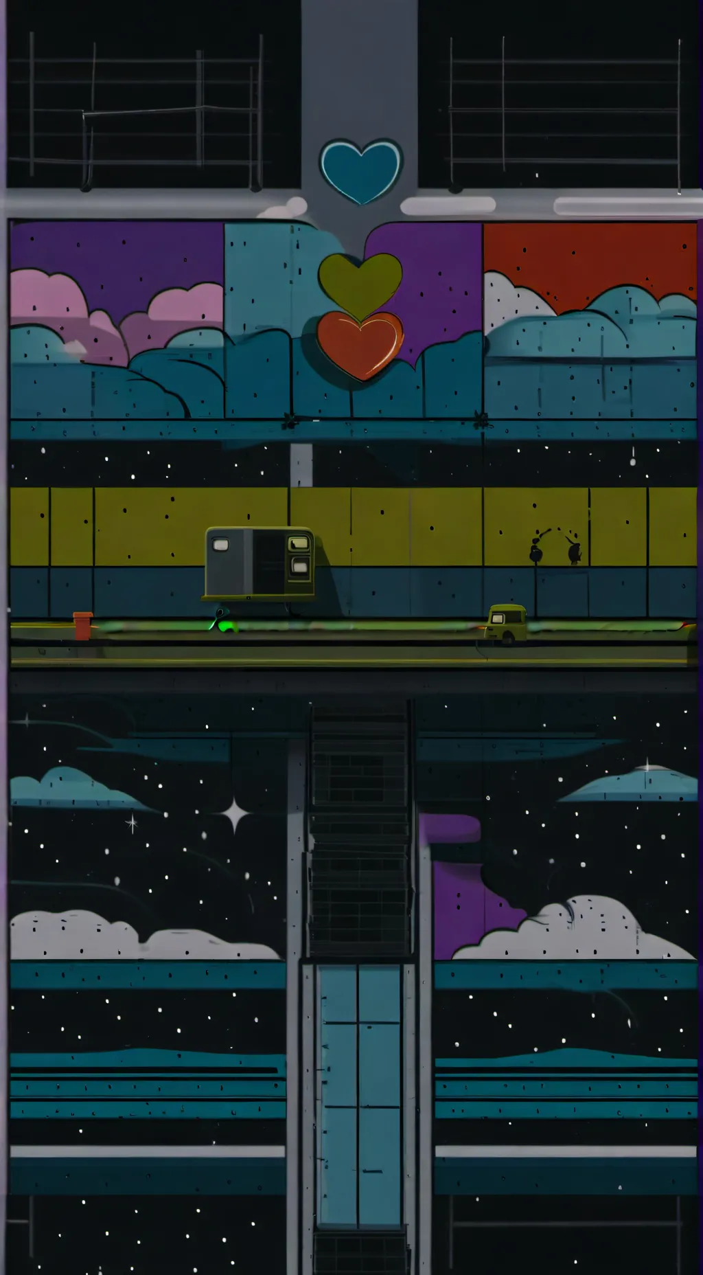 ai character: sprunki star&heart background