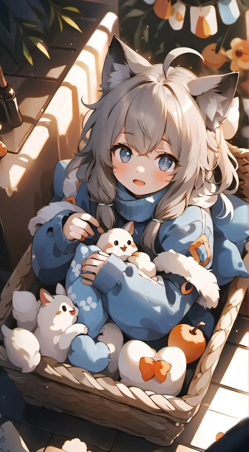 ai character: kittens and girl background