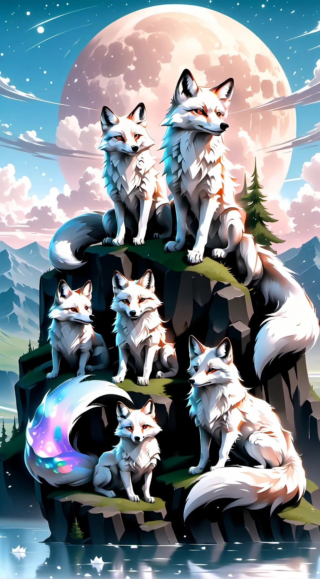 ai character: Arctic foxes background