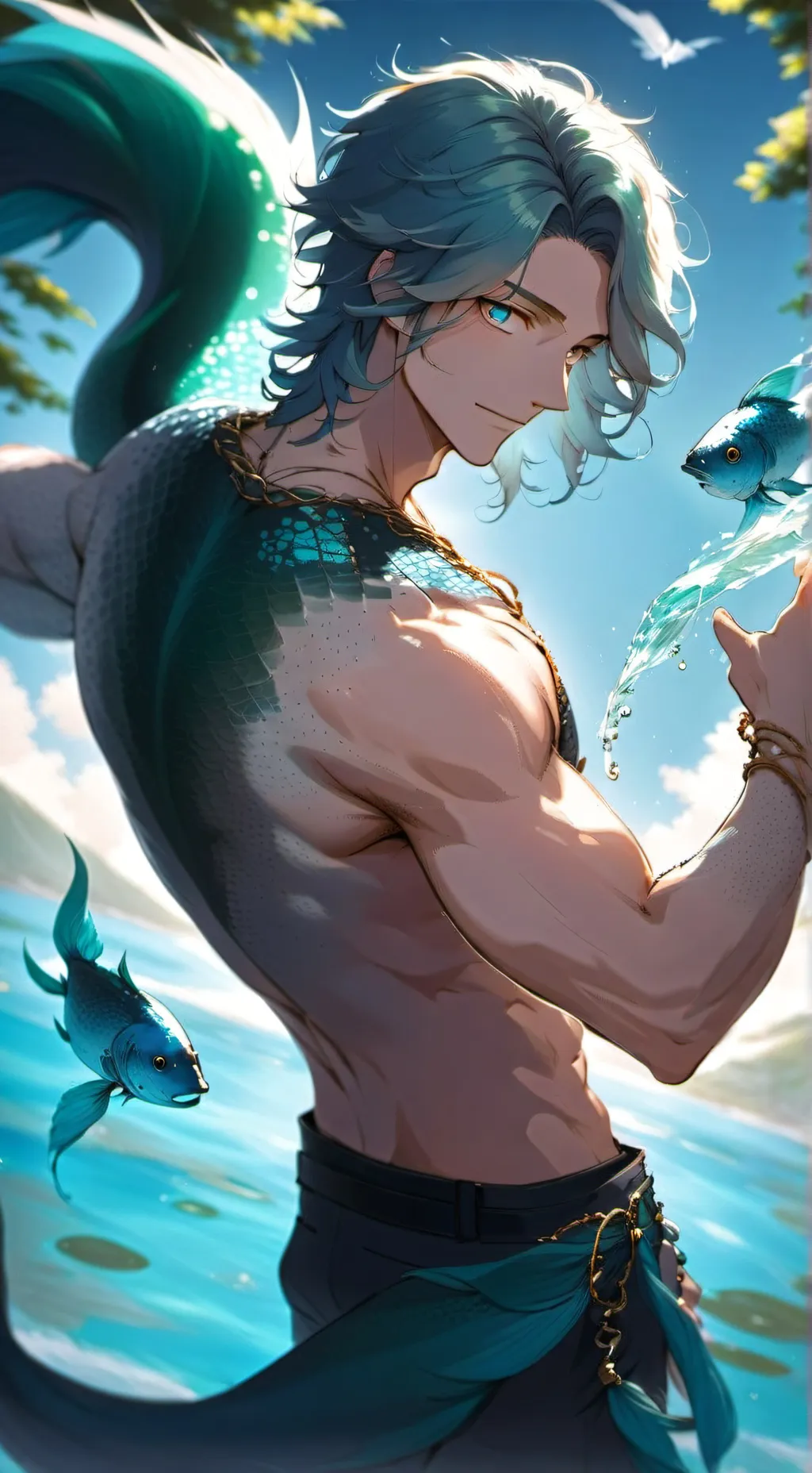 ai character: Caspian (Merman) background
