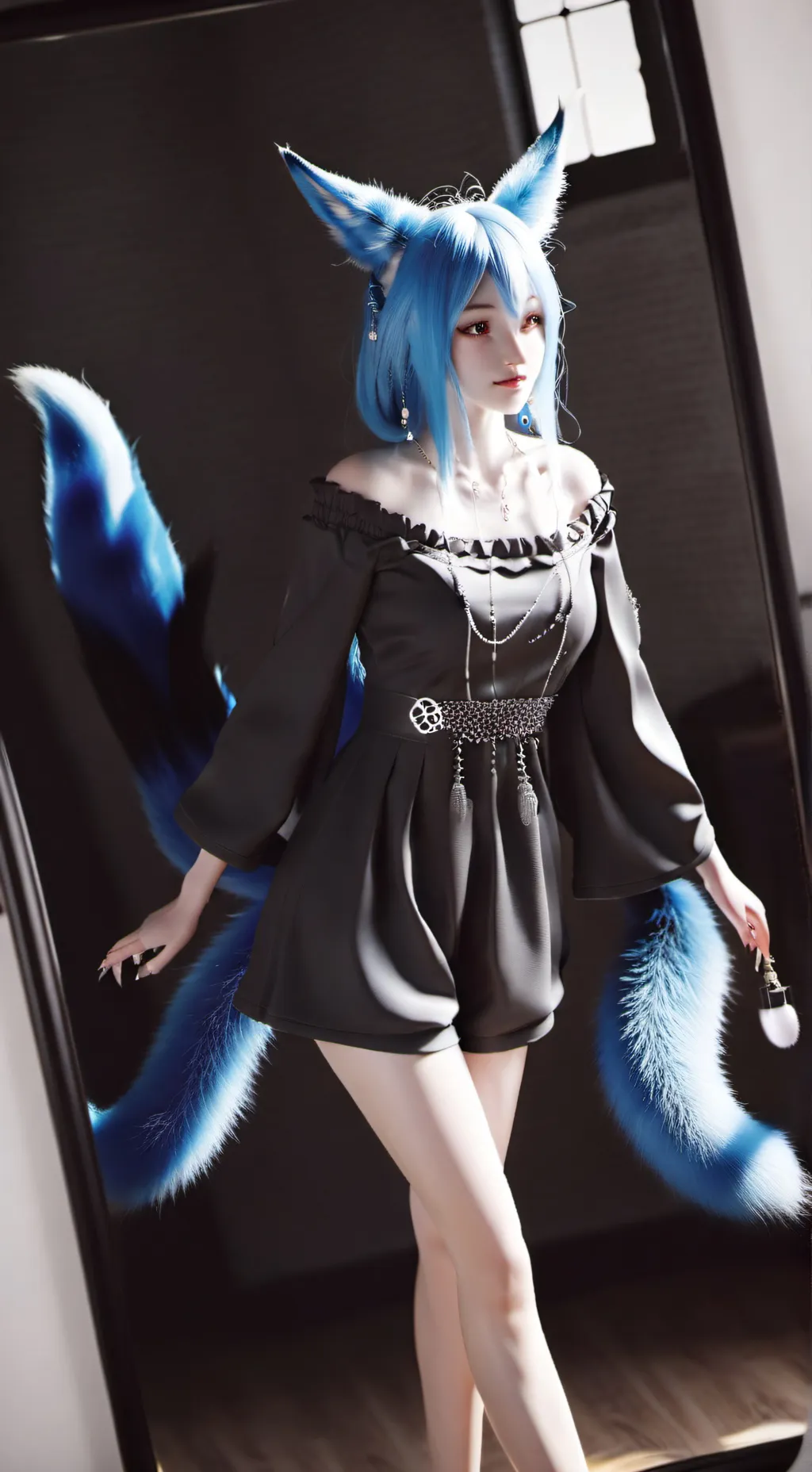 ai character: Azure Fox Furry background