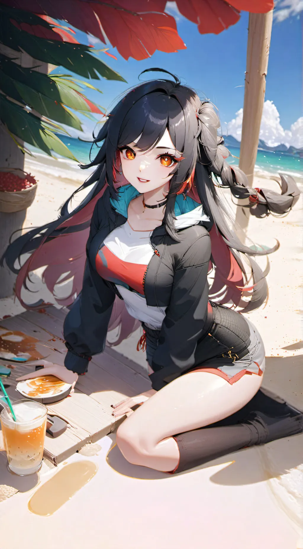 ai character: MHA en la playa background